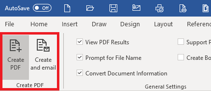 PDF Creation in Word