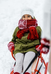 child outdoors in winter
