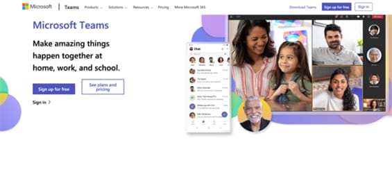 Microsoft teams for home and school