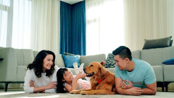 Family with Their Dog