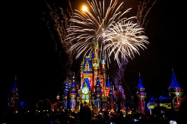 Fireworks over Disney World castle in Orlando