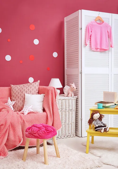 A look inside a child's colorful bedroom.
