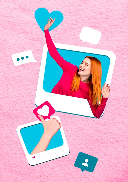 A teen girl having fun on Instagram as someone likes her photo.
