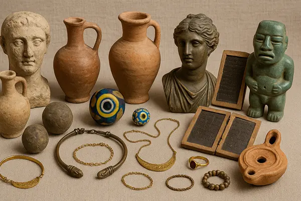 An array of artifacts from ancient civilizations.