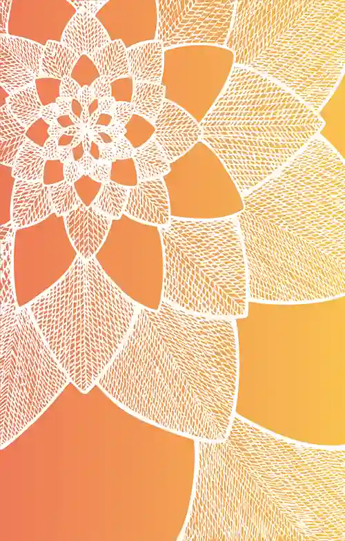 An orange and yellow abstract pattern like a flower.