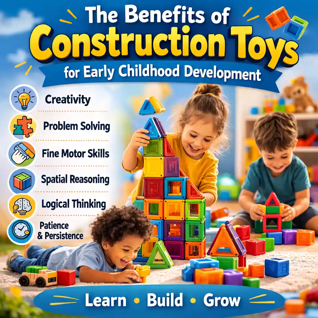 Pre-school children playing the construction type toys.