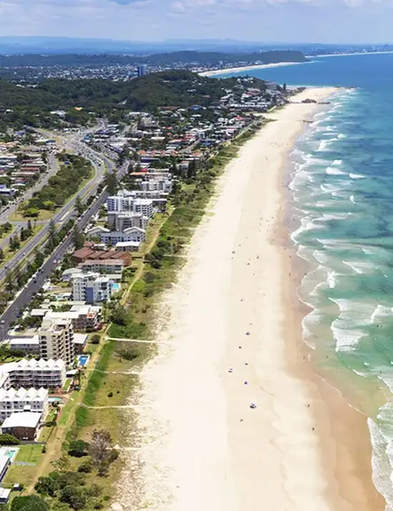 An ariel view of the Gold Coast in Australia.