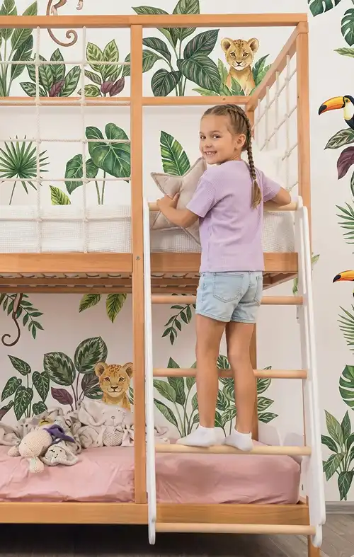 A bunk bed in a Montessori style.