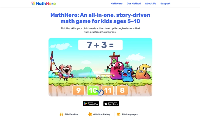 Math Hero is an all-in-one story driven math game.