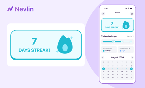 A screen shot showing learning progress on the Nevlin educational finance app.
